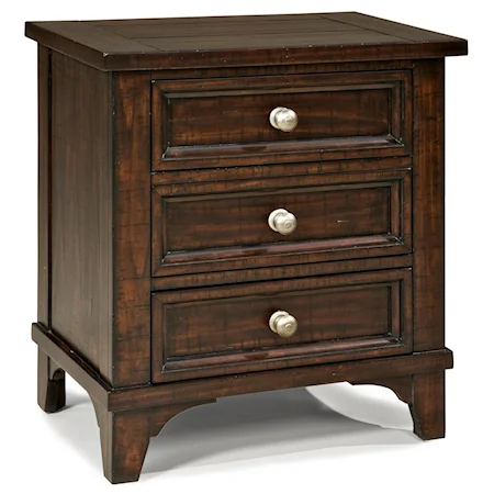 3 Drawer Nightstand with Saw Mark Distressing & Electrical Docking Station